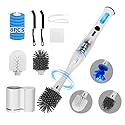 Electric Toilet Brush Scrubber and Holder Set,Electric Toilet Bowl Cleaning Kit with 8 Disposable Refill Heads,Hard Nylon Brush and Soft Silicone