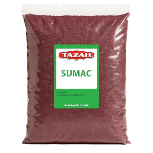 Tazah Sumac Spice 5 lb, Bulk Ground Sumac Seasoning from Jordan, Tangy Middle Eastern and Mediterranean Spice Powder for Restaurants, Foodservice