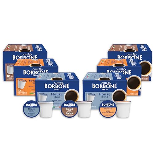 Caffè Borbone Variety Pack Coffee Pods (60 Count) - House, Breakfast & Italian Roast Blends for a Smooth, Bold & Balanced Brew - Single Serve Coffee
