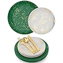 Trendables Christmas Plates Disposable 100 Pcs Christmas Dinnerware Set, Christmas Plastic Plates Set Includes: 20 10" Dinner Plates, 20 8" Dessert