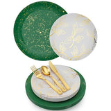 Trendables Christmas Plates Disposable 100 Pcs Christmas Dinnerware Set, Christmas Plastic Plates Set Includes: 20 10" Dinner Plates, 20 8" Dessert