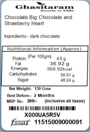 Ghasitaram Gifts Chocolate - Big Chocolate and Strawberry Heart