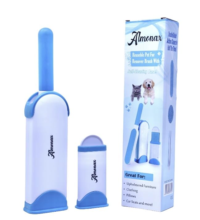 Almonax Pet Hair Removal Tool, Lint Remover Brush, Dog Hair Remover, Clothes, Couches, Furniture Lint Brush, Double-Sided Brush with Self-Cleaning