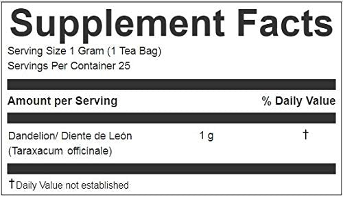 Hanan Peruvian Secrets Diente De Leon Herbal Tea | 100% Natural Dandelion Leaves | 25 Tea Bags | Naturally Supports Healthy Digestion | Soothes