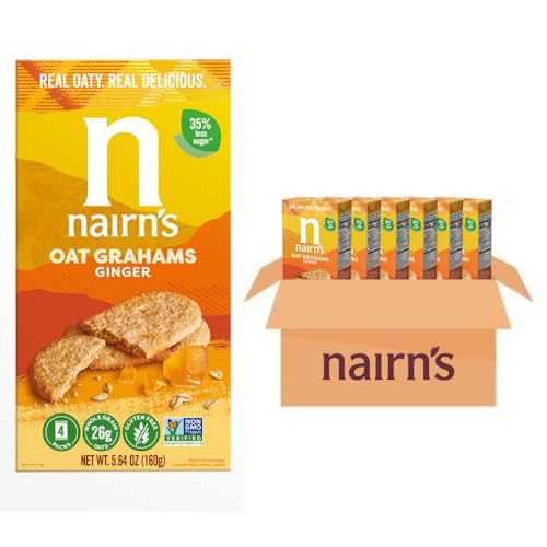 Nairn's Gluten Free Stem Ginger Snack Grahams - Healthy, Tasty and Safe for Celiacs. Perfect On-the Go Snack. High Fiber, No Artificial Colors