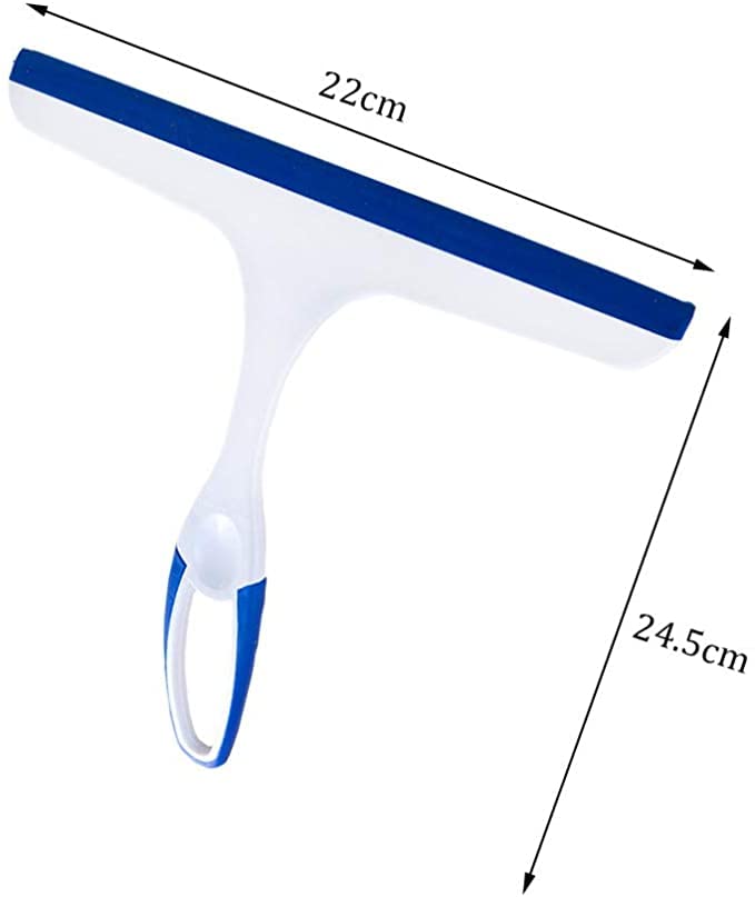 2 Pcs Window Squeegees with No-Slip Handle, Glass Wiper for Kitchen Home Car Bathroom Mirror Shower (2*Blue)