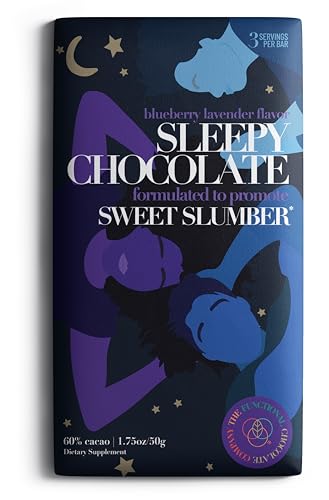 Sleepy Chocolate Bar - Premium Dark Chocolate with Chamomile, Passionflower & Melatonin for Restful Sleep, Vegan & Gluten-Free (1.5 oz (3) serving
