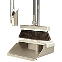 INDCAN Broom and Dustpan Set for Home, 54 Inch Long Handle Upright Broom, Rotatable Broom Head with Magnetic Mount & Self-Cleaning Teeth Comb, Indoor