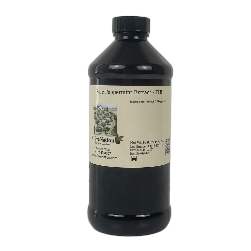 Pure Peppermint Oil Extract - TTB-Approved for Brewing - Water Soluble Mint Flavoring - PG Free - Non-GMO - Gluten Free - Vegan - 16 ounces