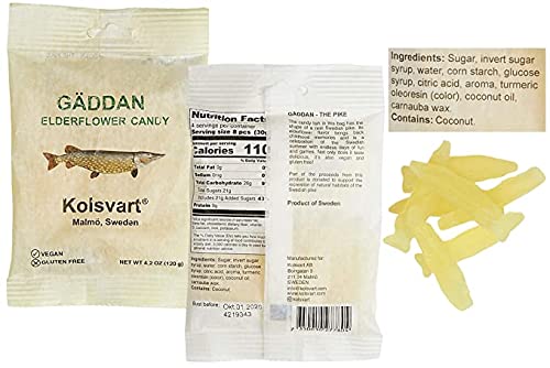 Kolsvart Elderflower Swedish Candy (Vegan & Gluten Free), 4.2 Ounces (Pack of 5)