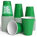 Party Solids 18 Oz Emerald Green Plastic Cups For Party Supplies 50 Pack | Emerald Green Disposable Cups Plastic | Disposable Drinkware For Parties