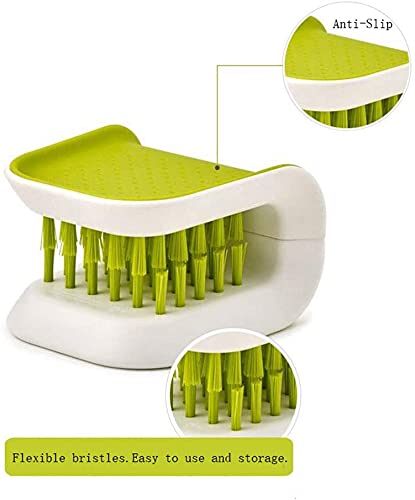 Non-Slip Blade Brush, Knife Cleaner, ABS Cutlery Cleaner, Green Double Sided Bristle Scrubber for Kitchen Chopsticks Fork Spoon Knives Washing by