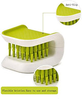 Non-Slip Blade Brush, Knife Cleaner, ABS Cutlery Cleaner, Green Double Sided Bristle Scrubber for Kitchen Chopsticks Fork Spoon Knives Washing by