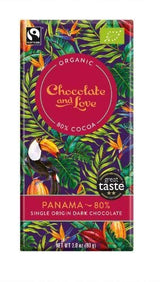 5 x Chocolate and Love Organic Panama Dark Chocolate 2.82 oz
