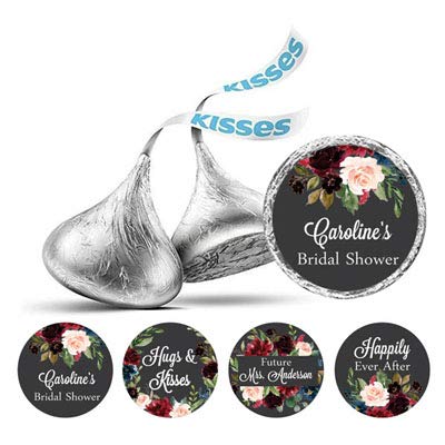 Darling Souvenir 190 Pcs Personalized Gray Bridal Shower Chocolate Drop Labels Stickers - Self-Adhesive Mini Candy Wrappers for Bride to Be