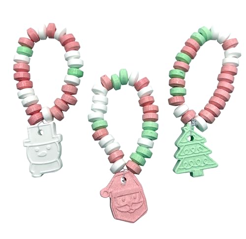 Christmas Candy Bracelets - Holiday Themed Candy for Kids - Bulk 24 Count Individually Wrapped Santa, Snowman, Christmas Tree Bracelets - Stocking