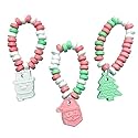 Christmas Candy Bracelets - Holiday Themed Candy for Kids - Bulk 24 Count Individually Wrapped Santa, Snowman, Christmas Tree Bracelets - Stocking