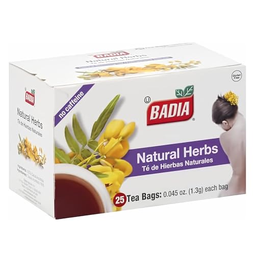 Badia Natural Herbs Tea, 25 Tea Bags (Pack of 2) - Herbal Blend for Brewing Hot or Iced Tea