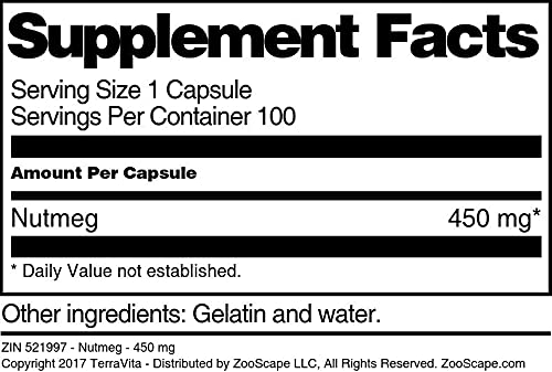 Nutmeg - 450 mg (100 Capsules, ZIN: 521997) - 3 Pack