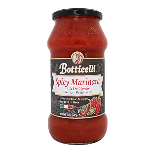 Spicy Fra Diavolo Premium Pasta Sauce by Botticelli, 24oz - No Added Sugar - Whole30 Approved - Keto Friendly - Gluten Free - Product of Italy