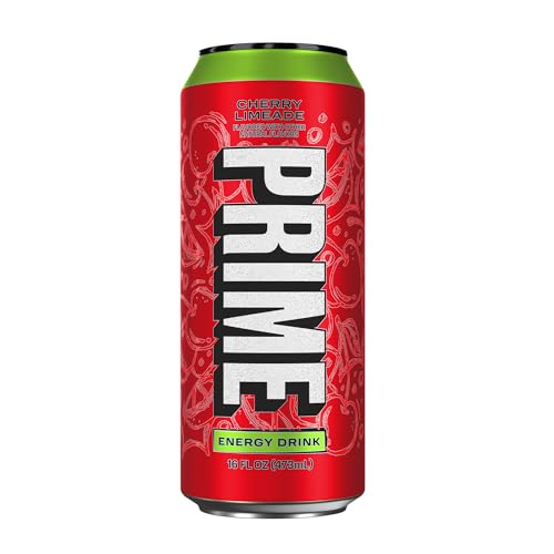 PRIME Energy CHERRY LIMEADE, Sugar Free Energy Drink, 200mg Caffeine and 355mg of Electrolytes for Hydration, Low Calorie, Vegan, Gluten Free, 16