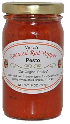Vince's Italian Gourmet Roasted Red Pepper Pesto, Incl. 3 Pack- 8 Oz. Jars
