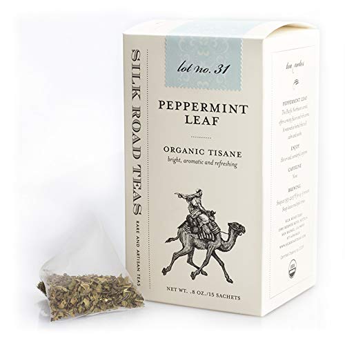 Silk Road Teas, Organic Peppermint Leaf Tea, Herbal Tea, Non-Caffeinated, Fresh & Cool Flavor, 15 Tea Bags