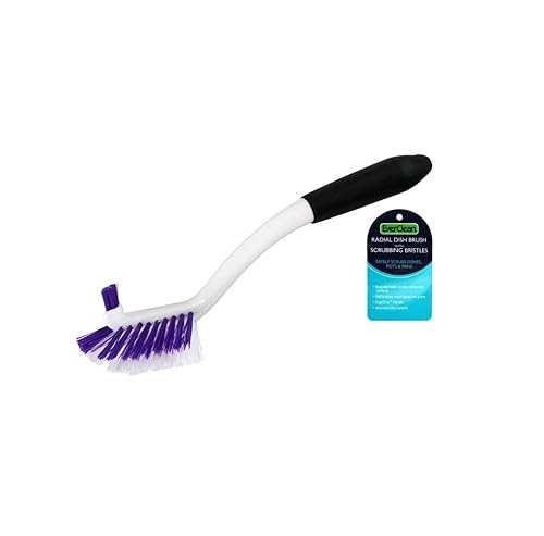 Everclean Radial Dish Brush, 11.5 x 3.25 x 2.8 Inches, Purple and White Bristles (6690)