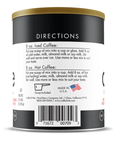 Caffe D'Vita Simply Iced Coffee French Vanilla - 100% Colombian Arabica Instant Mix, French Vanilla Instant Coffee, Low Calorie Iced Coffee, Lightly