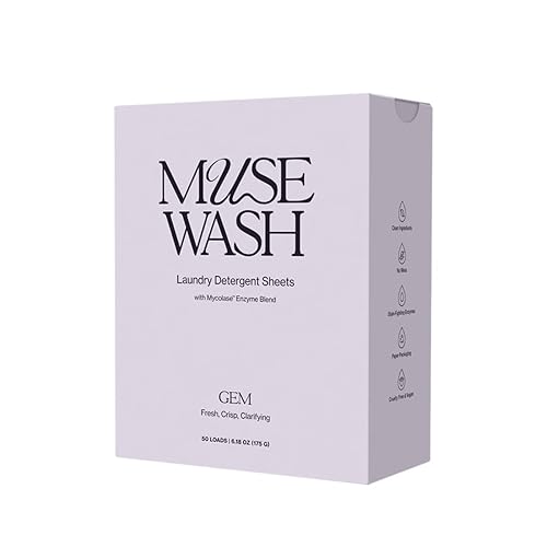MUSEWASH Laundry Detergent Sheets | Enzyme-Powered, Vegan, Paraben-Free | Luxury Scents | Plastic-Free, Eco-Friendly, Travel-Friendly Packaging (50