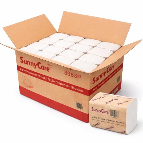 SunnyCare #5963P V-fold 2-Ply White Paper Dispenser Napkin 6000/cs