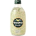 Tomomasu Japanese Soda Melon Cider in Glass, 10 fl oz (300mL) (Pack of 5) - Product of Japan.