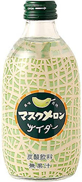 Tomomasu Japanese Soda Melon Cider in Glass, 10 fl oz (300mL) (Pack of 5) - Product of Japan.