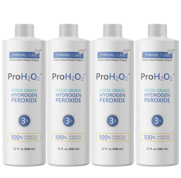 Thrival Labs ProH2O2 3% Food Grade Hydrogen Peroxide - Natural Cleaner & Disinfectant - Suitable for Household Use - Ideal for Cleaning, Sanitizing