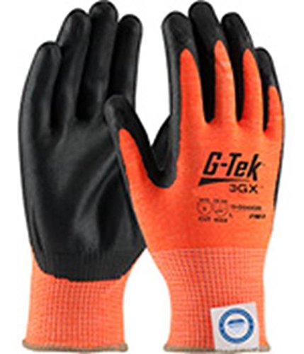 G-Tek 3GX 19-D340OR/L Seamless Knit Dyneema Diamond/Spandex Glove with Nitrile Coated Foam Grip on Palm and Fingers