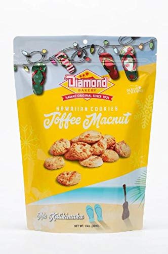 Diamond Bakery Hawaiian Cookies Holiday Edition, 13 oz Bag, Made in Hawaii (Toffee Macnut)
