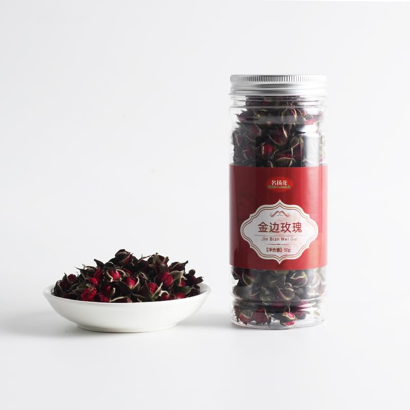 Zercumm China Herbal Tea 75 Selected Canned Lotus Leaf Lemon Slice Rose Honeysuckle Baby Chrysanthemum Wolfberry Tea (Gold RIM rose 50g)