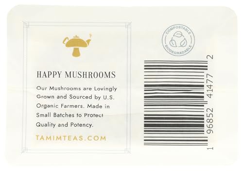 Tamim Teas Lion's Mane Mushroom Tea - Organic Lion's Main with Turmeric and Ginger - US Grown Organic Lion's Mane Mushroom - Caffeine Free Blend - 32