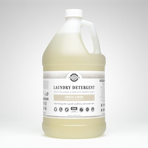 Rustic Strength Natural Laundry Detergent, Fresh Linen Scent, Liquid, Color Safe, Sensitive Skin, HE Compatible, 1 Gallon Plastic
