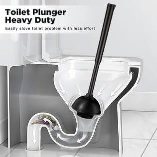 ToiletBuddies Toilet Brush & Plunger Set - Toilet Bowl Brush and Holder, 2 in 1 Bristle Toilet Brush & Plunger Set for Bathroom