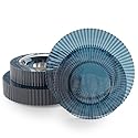 Exquisite 40 Piece Plastic Disposable Plates Set For 20 Guests I 20 X 9 Inch & 20 X 11 Inch Disposable Plastic Plates | Color: Blue | Great