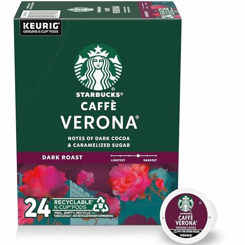 Starbucks K-Cup Coffee Pods, Dark Roast Hot or Iced Coffee, Caffè Verona, 24 Keurig Pods