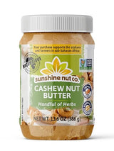 Sunshine Nut Company Gourmet Natural Cashew Butter, Handful of Herbs, 1 Pack, Vegan Spread with Hand-Roasted Mozambique Cashews, No Added Sugar, 13.6