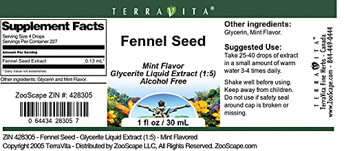 Fennel Seed - Glycerite Liquid Extract (1:5) - Mint Flavored (1 fl oz, ZIN: 428305) - 2 Pack