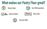 Pereg Fine Pastry Flour (16 oz) - 100% Soft White Wheat - Suitable for Baking, Cookies, Pastries, Croissants, Pie Crust - 9% protein - Non-GMO & Vegan