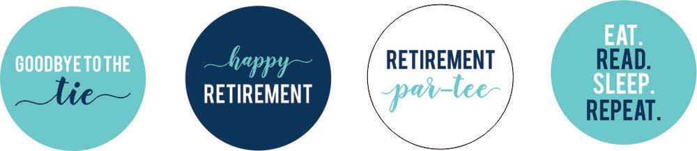 Darling Souvenir 190 Pcs Blue Happy Retirement Chocolate Drop Label- Self-Adhesive Candy Wrappers for Farewell Celebration, New Journey Party