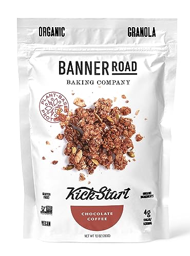BANNER ROAD BAKING COMPANY Gluten Free Organic Granola Cereal - 10 oz. ("KickStart" Chocolate/Coffee, 10 oz. (Pack of 6))