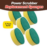 Horsepower 5 Heavy-Duty Sponges for Cordless & Rechargeable Scrubber, AS-SEEN-ON-TV, Long-Lasting Scouring Pads Perfect for Cleaning Dishes, Removing