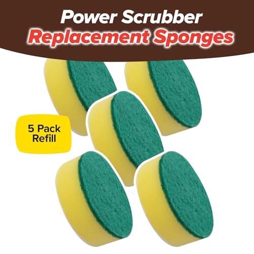 Horsepower 5 Heavy-Duty Sponges for Cordless & Rechargeable Scrubber, AS-SEEN-ON-TV, Long-Lasting Scouring Pads Perfect for Cleaning Dishes, Removing