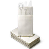 OCCASIONS 120 Pack Linen Feel White Disposable Dinner Napkins, Fancy Cloth Like Guest Towels Prefolded for Silverware, Thick 16x16 in, Wedding Party